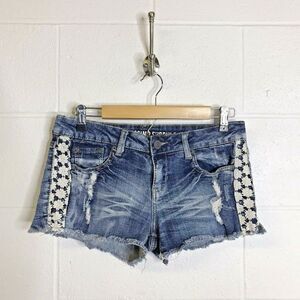Mossimo Supply Co. Denim Jean Cut Off Shorts With Laced Side Panels Size 9